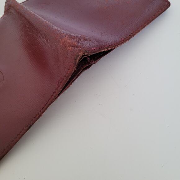 Must De Cartier Men's Bifold Leather Bordeaux Red Wallet Medium Retro Card Bill - Picture 11 of 13